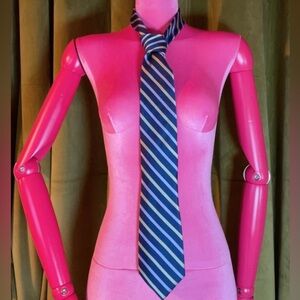 Elegant Navy and White Striped Men's Tie